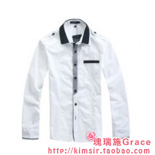 白情人节特供-2011新款-翻领撞色-袖口拼接-修身长袖白衬衫-3色.jpg
