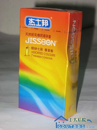 杰士邦天然胶乳橡胶避孕套缤纷七彩 香草香 盒(7只）16元.jpg
